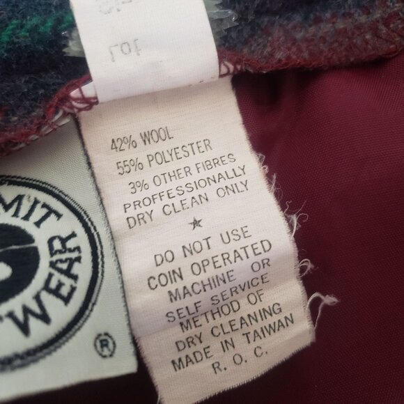 Vintage Midi Red Plaid Skirt Size 16 Dark Academia Preppy Fall Wool Blend Belted - Picture 7 of 9